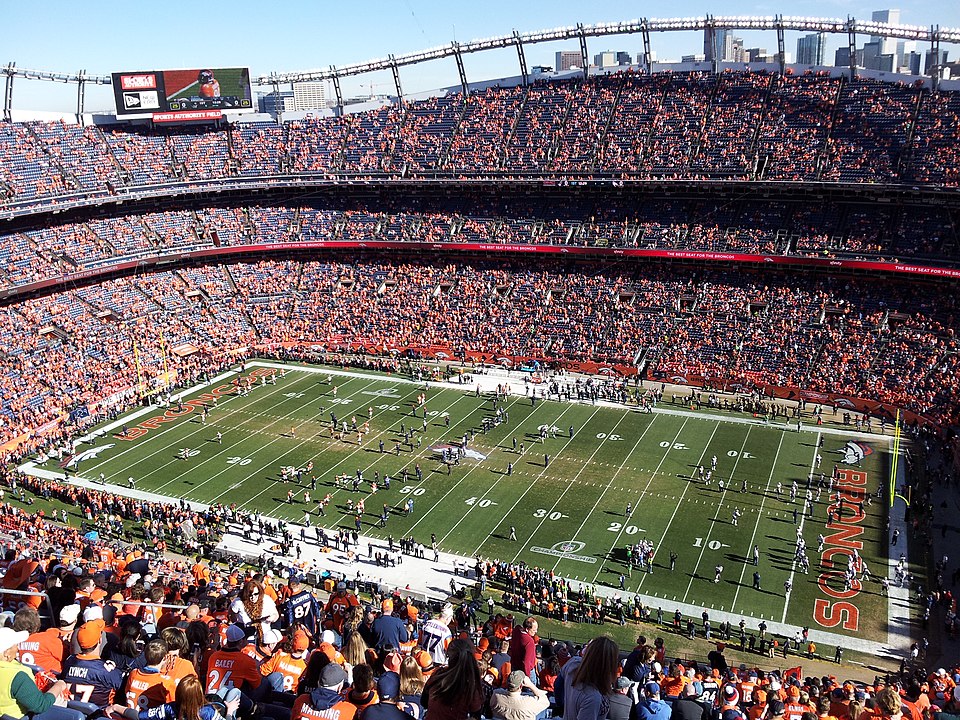 Denver Broncos 2026 team celebrating at Empower Field at Mile High